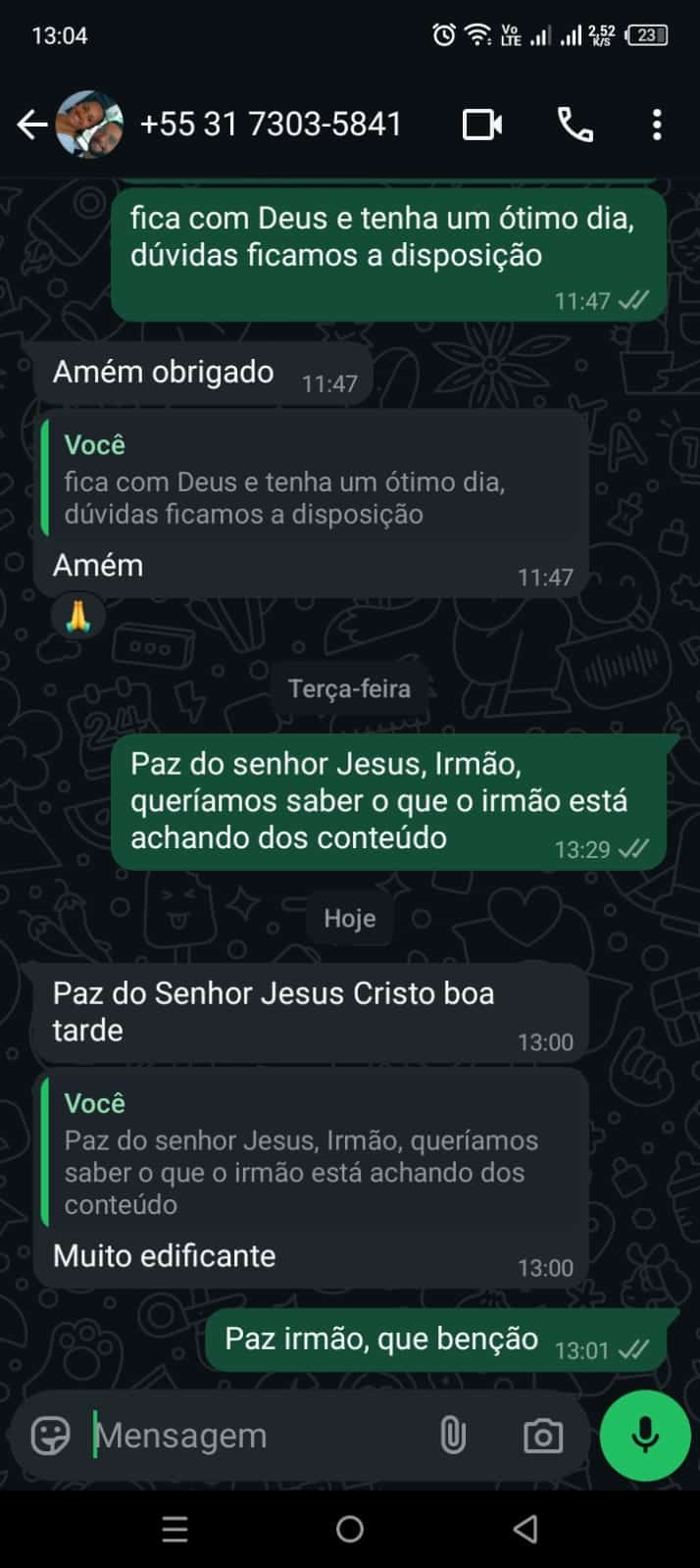 Cliente edificado pelo conteúdo